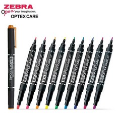 제브라 마카 형광펜 옵텍스 케어 WKCR1 제브라마카 제브라형광펜 제브라옵텍스케어 옵텍스케어 마카펜 형광펜 2in1 트윈 OPTEXCARE WKCR1+글로벌커머스랩벌Shop, 옐로우