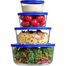 Vtopmart 클래식 내열유리 식품보관 밀폐용기 원형, 236ml+472ml+944ml+1652ml, 4개