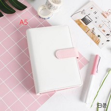 빈티지 리필 노트북 파일 폴더 메모장 커버 가죽 링 바인더 사무용품 신제품, 8)A5 white