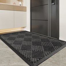 進口地墊 60x90cm紅色防滑耐磨門口墊, 1個, 方格+灰色,46*76cm