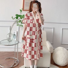 日系和服式睡袍 寬鬆純棉浴衣 適合孕婦