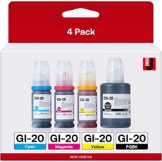 GI-20 GI20 리필 잉크 병 세트 캐논 G6020 G7020 G5020 메가탱크 프린터 호환 4개 170ML 블랙 70ML 컬러