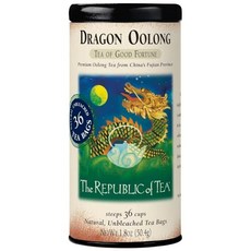 더 리퍼블릭 오브 티 드래곤 우롱차 36 티백 틴 The Republic of Tea - Dragon Oolong Tea Tin 36 Tea Bags Naturally Caf, 36개입(1팩), 1개
