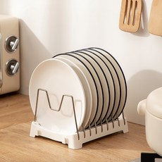 廚房櫥櫃盤子置物架 臺面碗碟餐具收納分隔架, 1個, 多功能盤子收納架 白色 單個裝