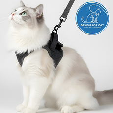 소풍일상 이탈방지 편안한 고양이 캣 하네스 목줄 리드줄 세트, 1개, 그레이
