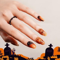 Nelikoo 할로윈 반경화 젤 네일 스트립 젤 스티커 20개 랩 살롱 품질 2주 지속 - 퀸 오브 더 나이트 436, Nelikoo 할로윈 반경화 젤 네일 스트립, 젤 스티