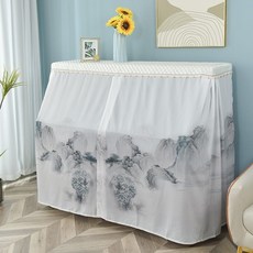 鋼琴防塵罩 刺繡布藝加厚浣溪紗琴罩, 1個, 千里江山,單人凳罩（不含琴罩）