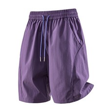 夏季新款錦綸透氣清涼純色休閒褲外穿全套短褲戶外