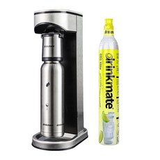 drinkmate 不鏽鋼保冷氣泡水機，一鍵製作氣泡水、氣泡飲，時尚耐用，免插電, 搭配兩支氣瓶, drinkmate LUX