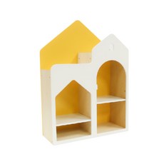 에듀테인 하우스책장(미조립) 유아교구, 2단, 우드+옐로우