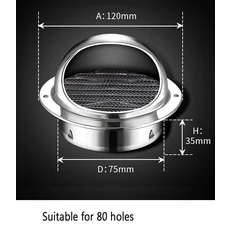 스테인레스 스틸 벽 천장 에어 벤트 덕트 환기 배기 그릴 커버 배출구 난방 냉각 방수 캡, 16 201 steel 80mm