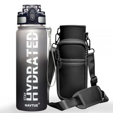 NAVTUE 캐리어 백이 있는 물병 946.4ml(32온스) 스포츠 넓은 입구 동기 부여 및 누출 방지 음료 병 BPA 프리 트라이탄 체육관 피트니스 야외용 휴대용 스트, 핑크와 블랙 그라데이션