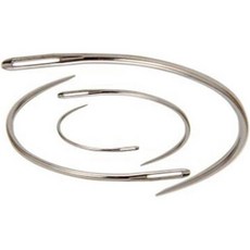 재봉 바늘 미싱 은색 곡선 가죽 4개 튼튼한 직조 공예 수리 손 세트