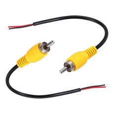uxcell 6인치 평면 노란색 RCA 남성 플러그 잭 커넥터 어댑터를 베어 와이어에 연결하고 앰프 스피커 와이어 팩 2개용 오픈 엔드 오디오 비디오 케이블을 사용합니다, 2