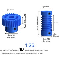 나일론 웜 기어 키트 톱니 비율 메커니즘용, 3. 1M - 1 ratio 25, B. both 8mm