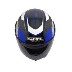 GPR LAGUNA 彩繪T1 白藍 可掀式安全帽，內置墨鏡，雙D扣，快拆式鏡片, 1個, T1 白藍