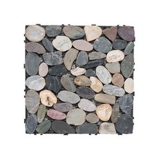 卡扣塑木地板 岩石紋 防水防焰 地板 陽台花園, 1個, 彩色霧面X9