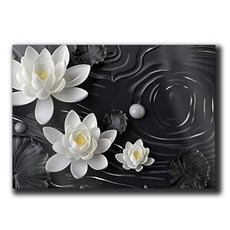 선 벽화 연꽃 돌이 물 위에 그림 포스터 인테리어 욕실 장식 스파 아트워크 요가 명상실 영적 선물 인쇄