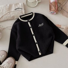 지디오 아동 배색 가디건 니트 아우터 라운드넥 스웨터 키즈 봄 가을