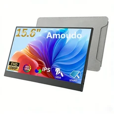 아무두 휴대용 모니터 확장 디스플레이 패널 펜홀 스탠드 미니 모바일 디스플레이 15.6인치 1920x1080P IPS LCD VESA USBC HDMI, 본품 1세트, 상세설명참조