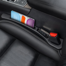 라온파인 자동차 틈새 쿠션 세트 사이드 시트 포켓 수납 분실 방지 커버, 1세트, 블랙