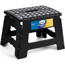 Korpai 9" 성인용 접이식 스텝 스툴 휴대용 손잡이가 있는 미끄럼 방지 주방용 플라스틱 블랙 1PC, 9 Inch, Black