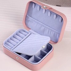 精緻首飾盒 雙層收納大容量 飾品收納盒, 1個, 便攜鑽扣款-粉色 不可放手鐲手錶