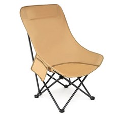 클레버 접이식 하이 백 문 체어, 카키, 1개