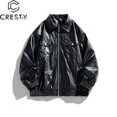 크레스티 남성 캐주얼 오버핏 가죽자켓 가을 겨울 도톰한 라이더 레더자켓