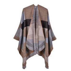 여성용 숄 랩 우아한 니트 케이프 오픈 프론트 판초 스카프 담요 가디건 코트 봄 가을 겨울용 블랙 베이지 2 단일 사이즈 140737, 그레이 카키