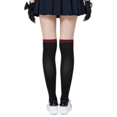 GoPlayer 女膝上長筒襪 ONE SIZE 黑, 黑紅色, 1個