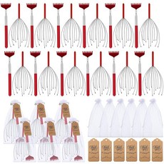 Hoolerry 남성 및 여성용 마사지 선물 12세트 두피 마사지기 12개 등 확장 가능한 스크래처 12개 가방 감사 카드 가족 직원 친구를 위한 크리스마스 블랙 화이트, 레드