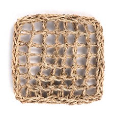 小寵懸掛草墊 18x18cm 兔子龍貓天竺鼠磨牙玩具 防啃籠墊, 木色, 1個