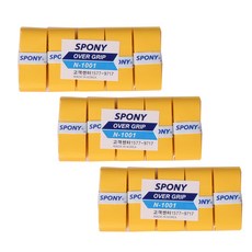 스포니 배드민턴 테니스 소프트핏 오버그립 테이프 10P, 옐로우, 3개