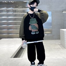 베비포 유니크한 캐릭터 맨투맨 트레이닝 상하세트 -WE5