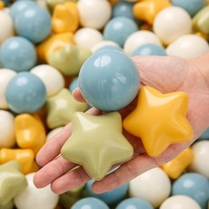 TRENDPLAY 유아용 스타 볼풀 볼 50 - 보라색 모양 남아 여아 재미 생일 파티 크리스마스 장식 진주 인어 색상 206948, 크리미 옐로우 블루 그린