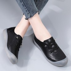 중년부인편안한가죽플랫 미끄럼 방지스니커즈 엄마신발 슬립온 쇠힘줄 캐주얼단화