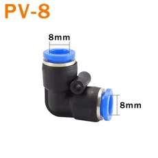 10pcs PV 4mm 6mm 8mm 10mm 12mm 튜브 90도 동등 유니온 엘보 공기 공압 푸시 인 커넥터 빠른 연결 피팅
