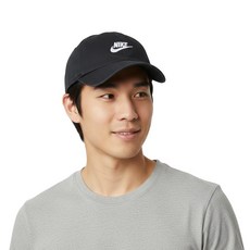 나이키 클럽 언스트럭처드 퓨추라 워시 야구 모자 캡, 블랙, 1개