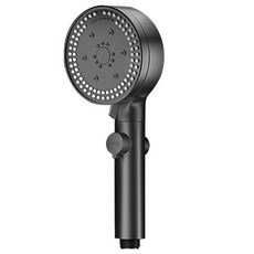 加壓蓮蓬頭 淋浴花灑 浴室蓮蓬頭 增壓花灑 省水蓮蓬頭 一鍵止水 多檔調節, 1個, 黑色增壓八檔花灑【免打孔底座】