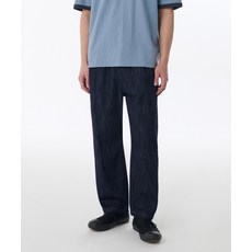 무신사 스탠다드 린넨 라이크 루즈 테이퍼드 밴딩 데님 팬츠 딥 인디고 497948