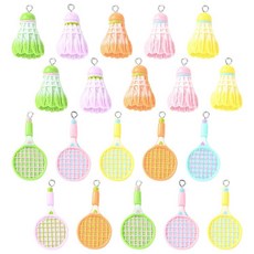 LiQunSweet 30피스 2가지 스타일 배드민턴 테마 레진 참 스포츠 배틀도어 DIY 주얼리 팔찌 목걸이 귀걸이 공예 가방 키체인 장식, 배드민턴 테마 참_30개