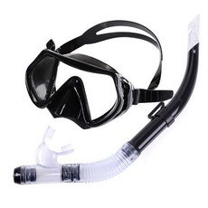 제이 해루질수경 스노쿨링 다슬기수경 잠수경 고글, 하프드라이 2피스 세트 올 블랙, 1개