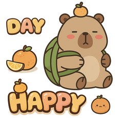 위드코코 DIY 캐리어 꾸미기 리무버블 방수 스티커 거울 유리 창문 벽 욕실 타일 부착, 1개, 해피카피바라