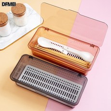 DFMEI 筷子盒帶蓋防塵瀝水, 1個, 灰色:如圖, 1層