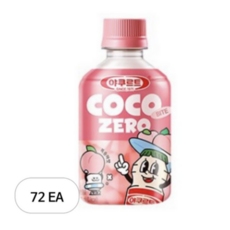 야쿨트 한국 에치와이 코코바이트 제로 복숭아맛, 72개, 280ml