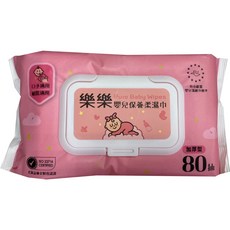 樂樂嬰兒保養柔濕巾80抽(蓋) 一般型/加厚型 (箱購宅配), 1箱, (一般款-粉)箱購, 24個裝, 1g