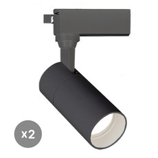 라인라이팅 LED 샤인 원통 COB 스포트 레일조명 블랙 20W, 주백(아이보리빛), 2개