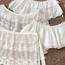 레이스 레이어드 스커트 시스루 프릴 랩 스커트 청바지