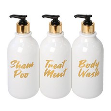 로맨틱노벰버 골드 욕실 디스펜서 3종 세트, 화이트 520ml/골드 스크립트, 3세트